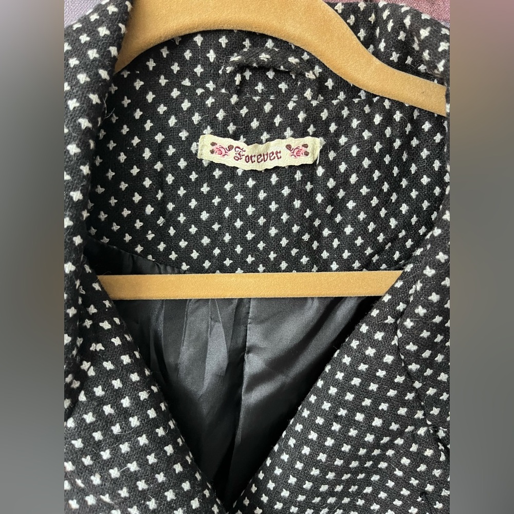 Y2K Forever 21 Black Polka Dot Blazer Size Large - Picture 3 of 15